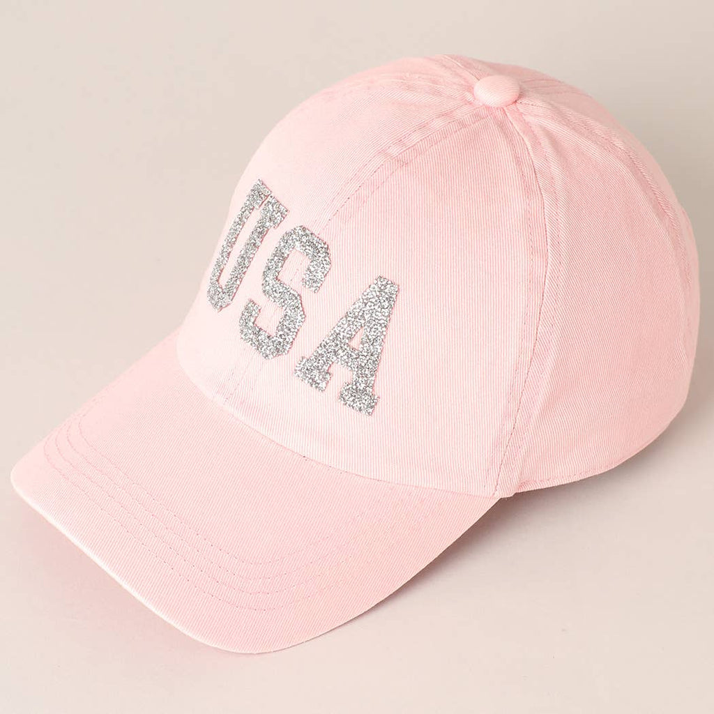 USA Letter Rhinestone Patch Baseball Cap