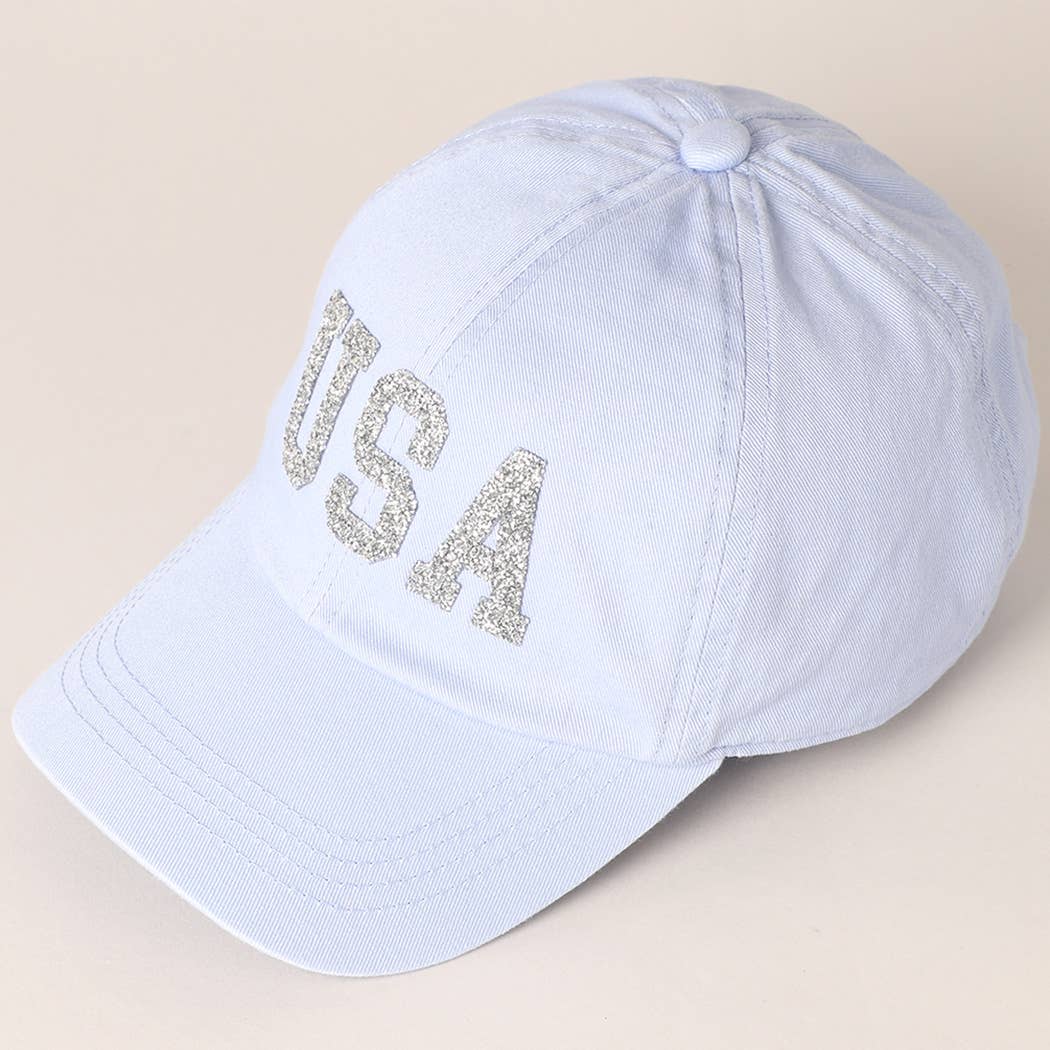 USA Letter Rhinestone Patch Baseball Cap