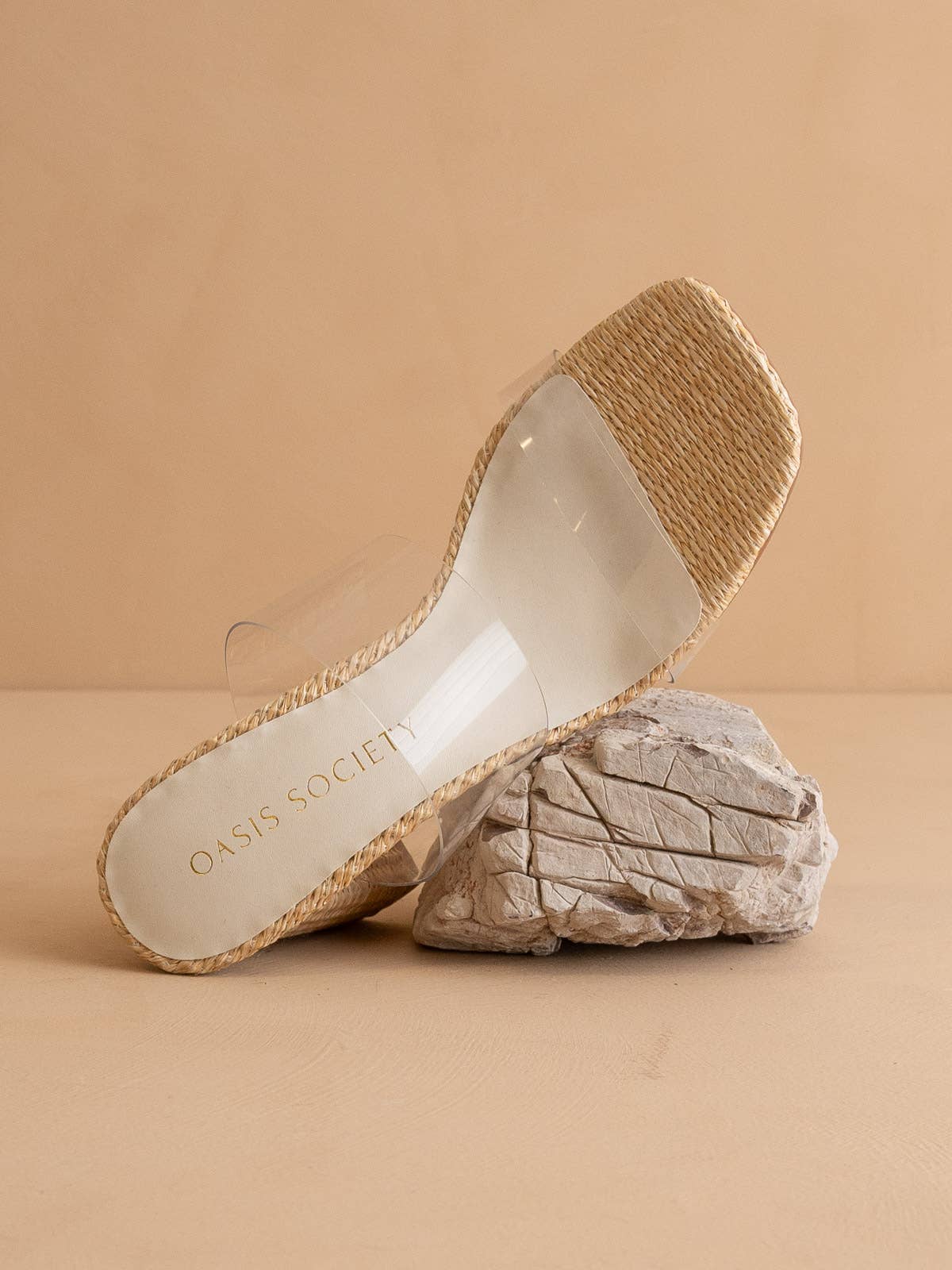The Francee | Natural Transparent Double Strap Raffia Heel