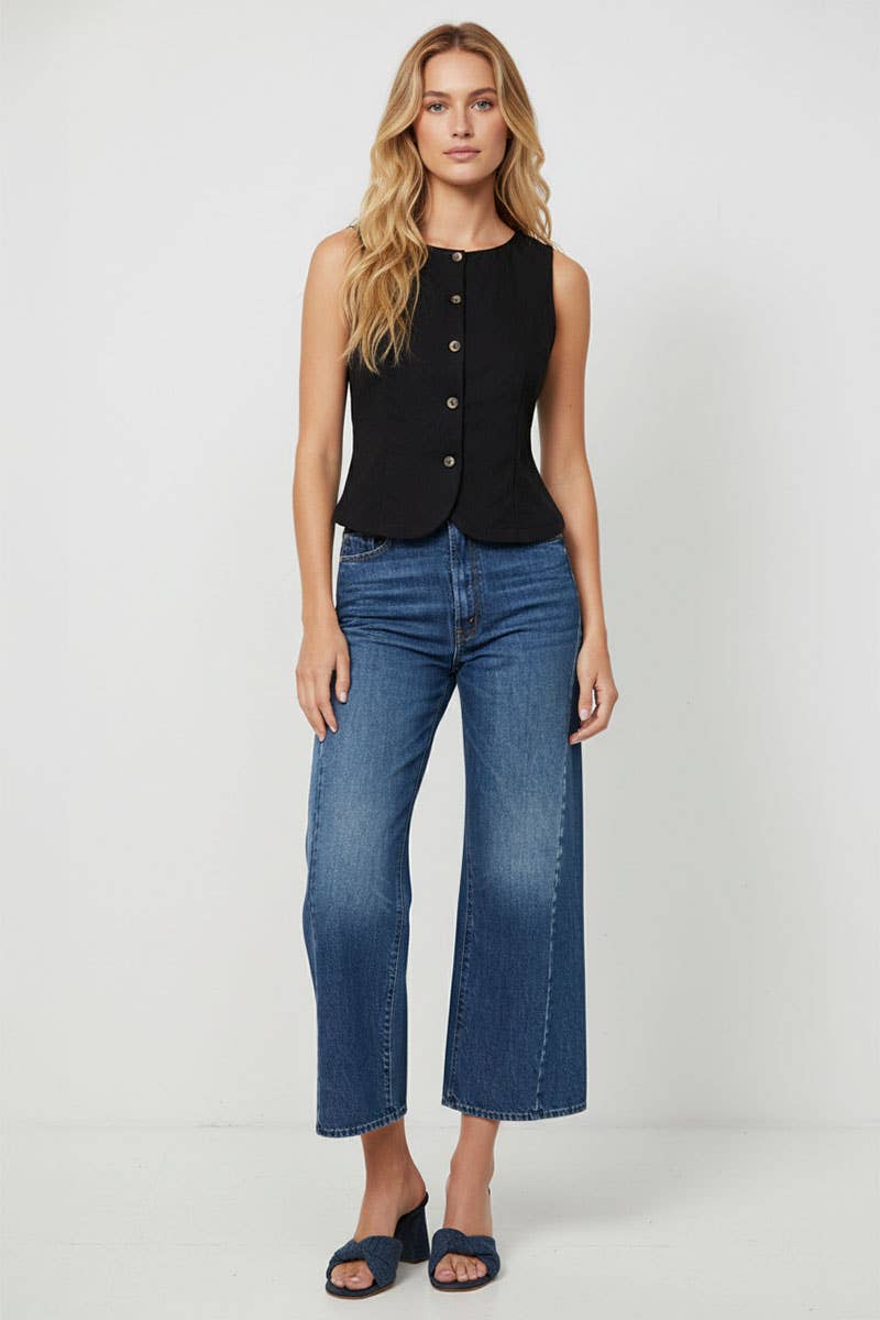 Sleeveless Woven Vest With Back Tie