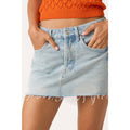 DISTRESSED HEM WASHED DENIM MINI SKORT WITH SHORTS