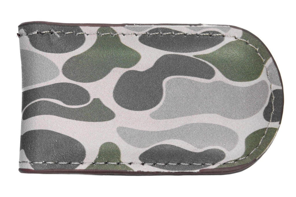 Mallard Men's Old School Camo Leather Money Clip.