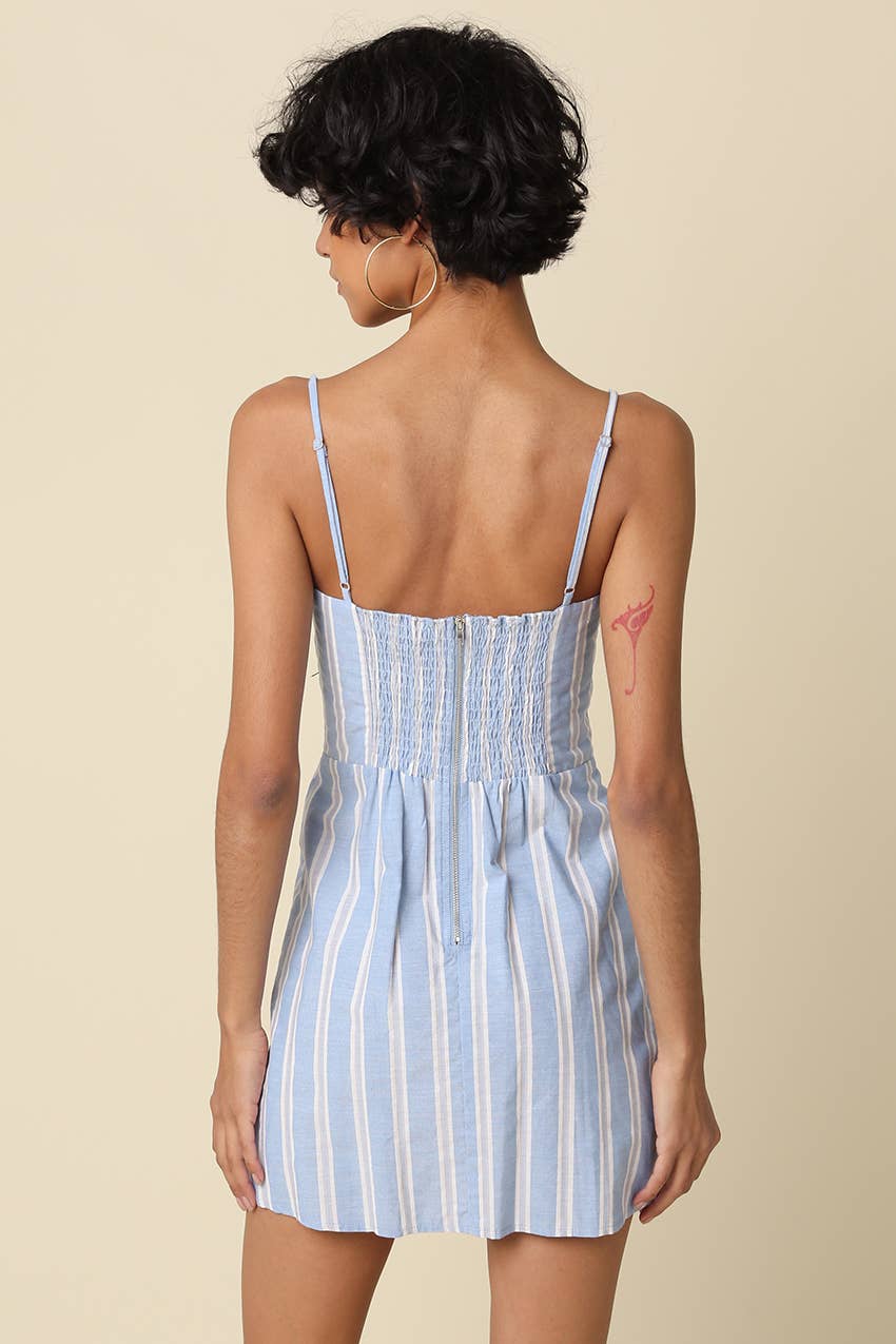 Finn Stripe Button Front Mini Dress