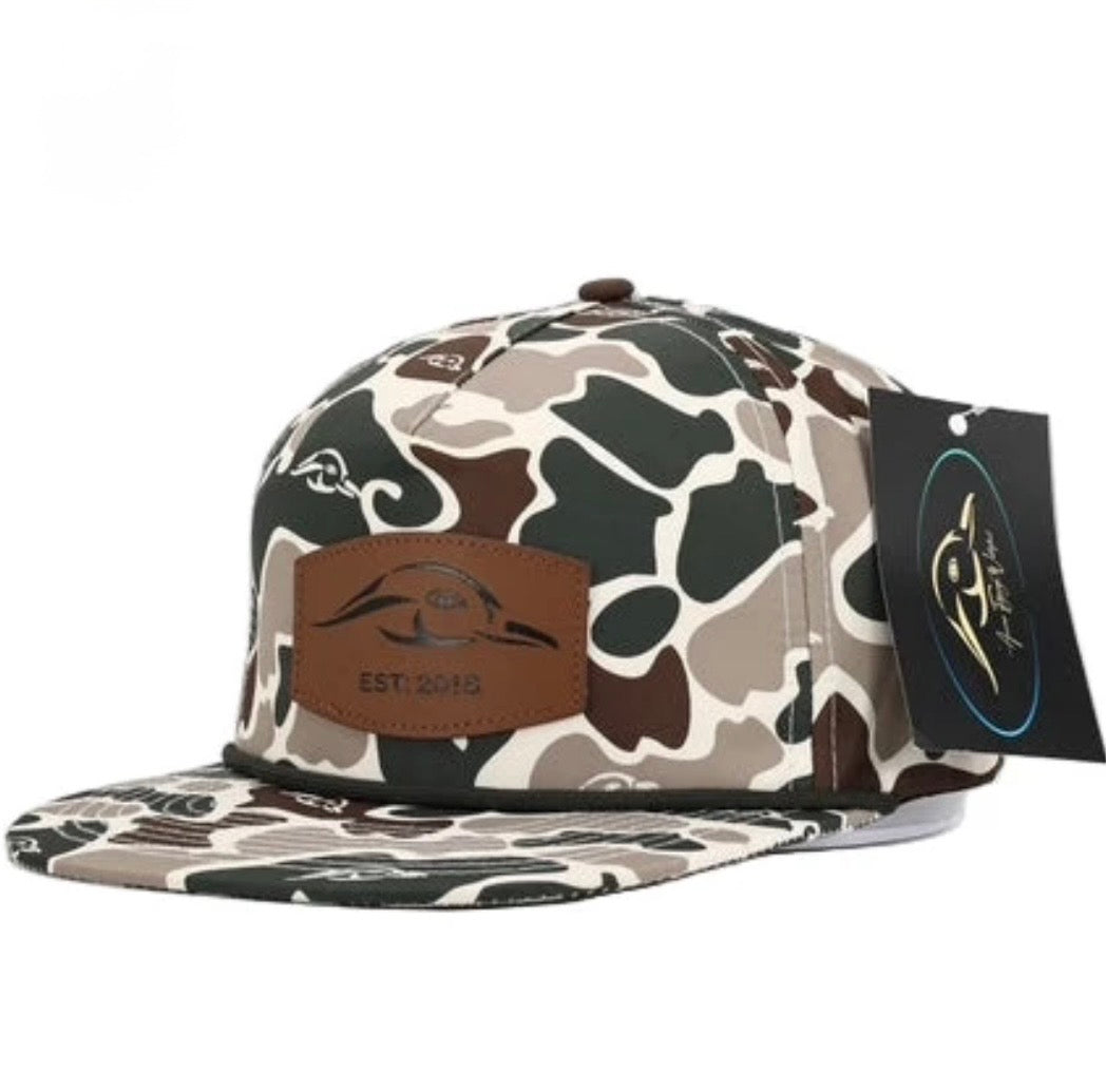 Leather Patch Green and Brown Duck Camo Hat