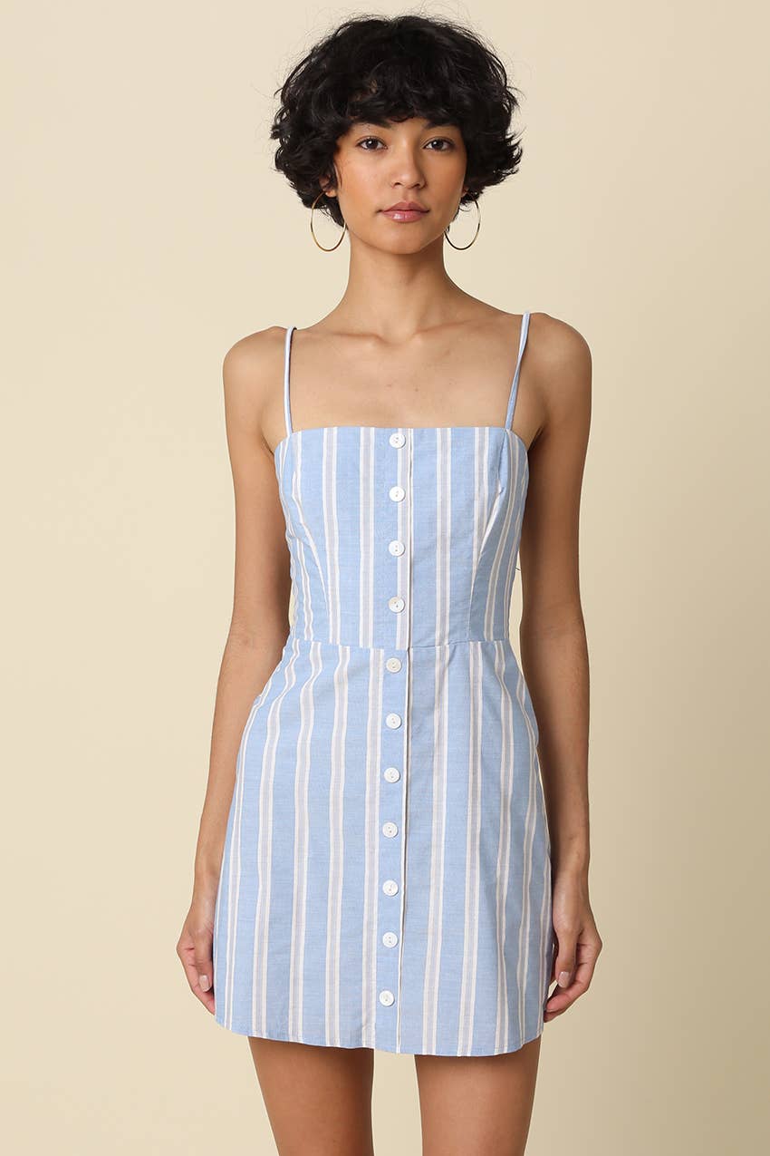 Finn Stripe Button Front Mini Dress