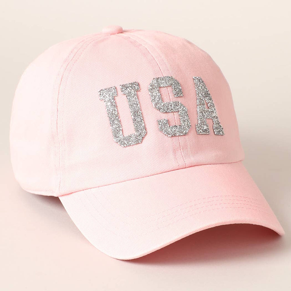 USA Letter Rhinestone Patch Baseball Cap