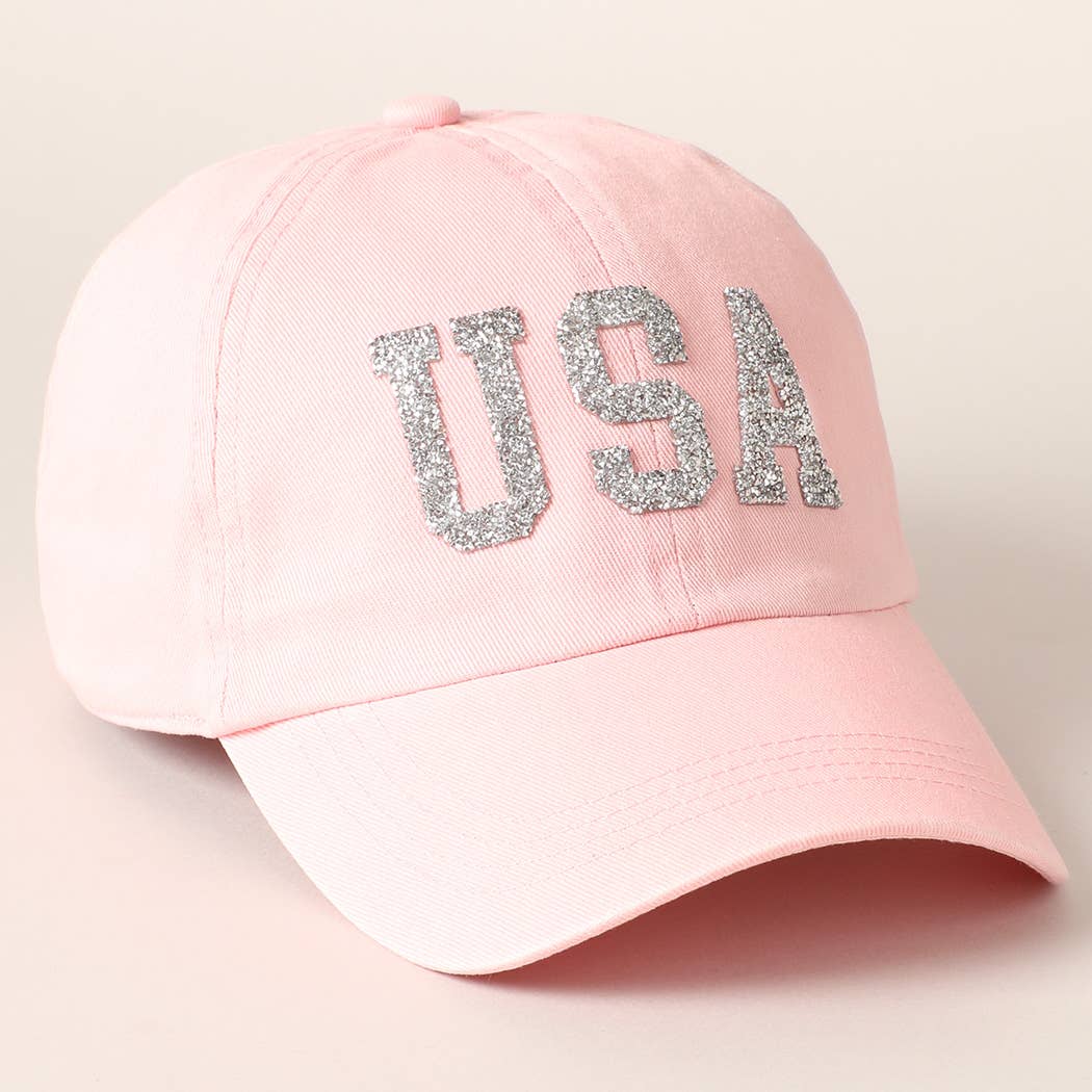 USA Letter Rhinestone Patch Baseball Cap