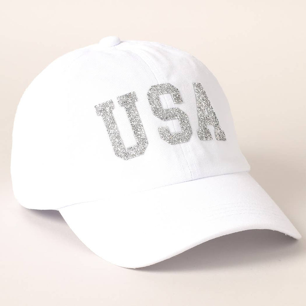 USA Letter Rhinestone Patch Baseball Cap