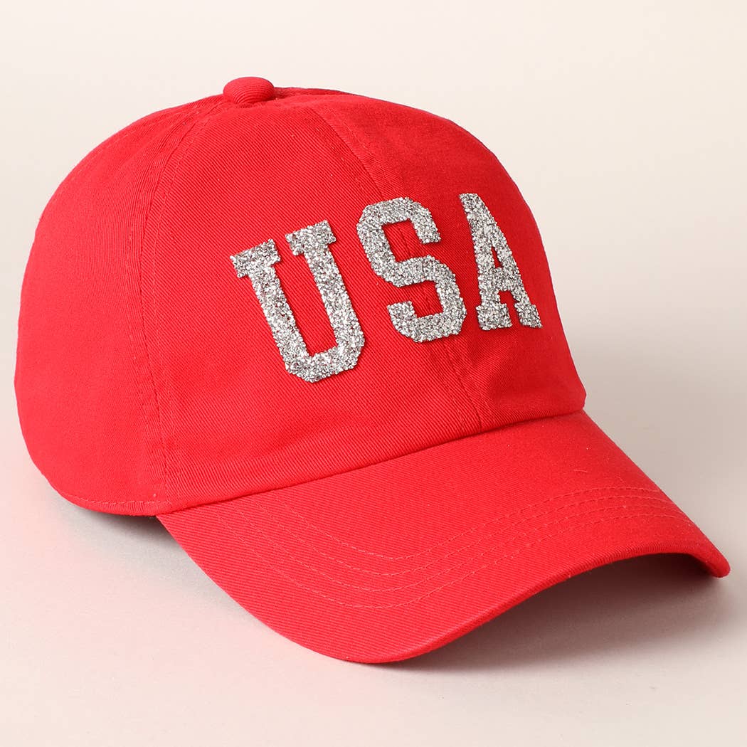 USA Letter Rhinestone Patch Baseball Cap