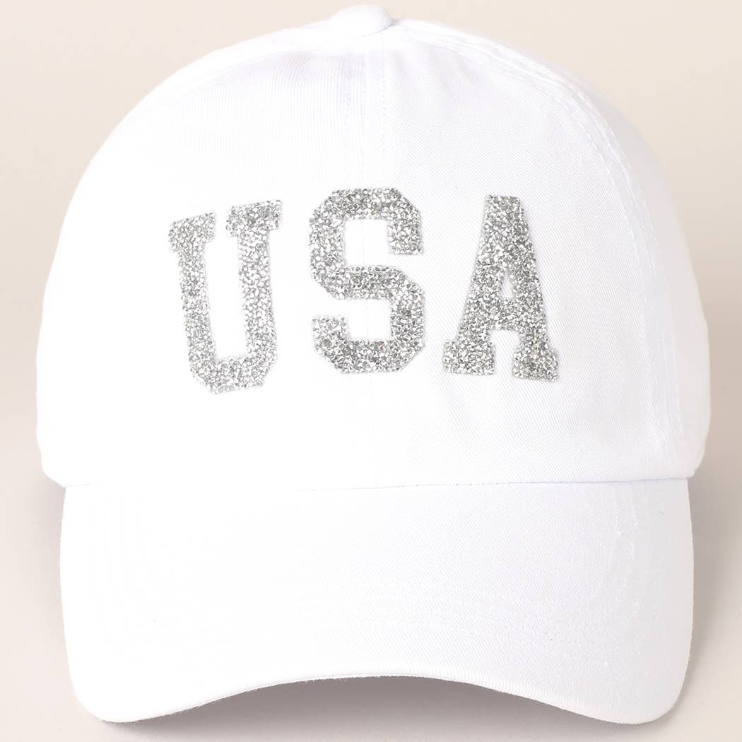 USA Letter Rhinestone Patch Baseball Cap