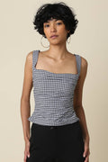 Cecilia Gingham Ruched Cami Top