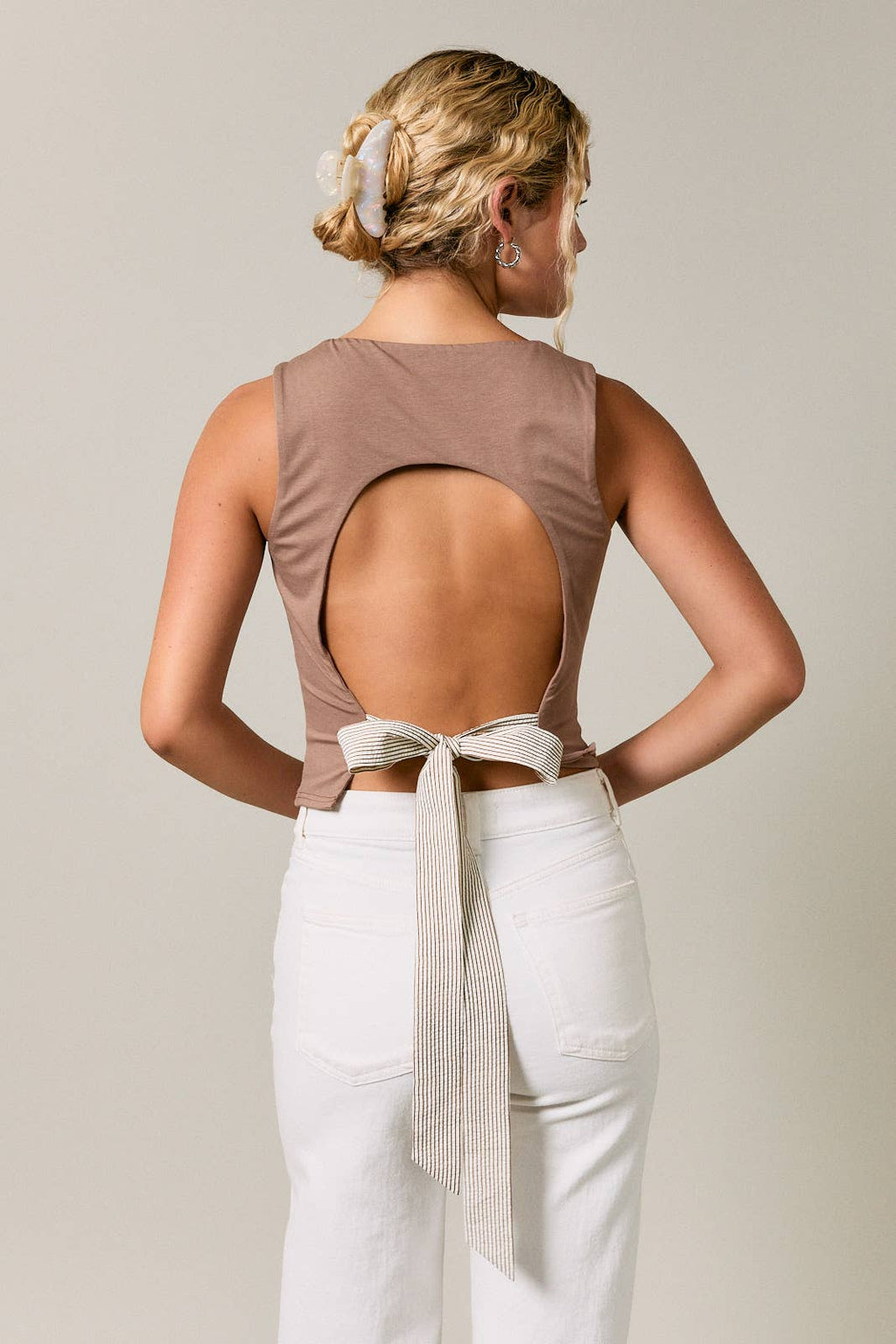 Square Neck Back Tie Top