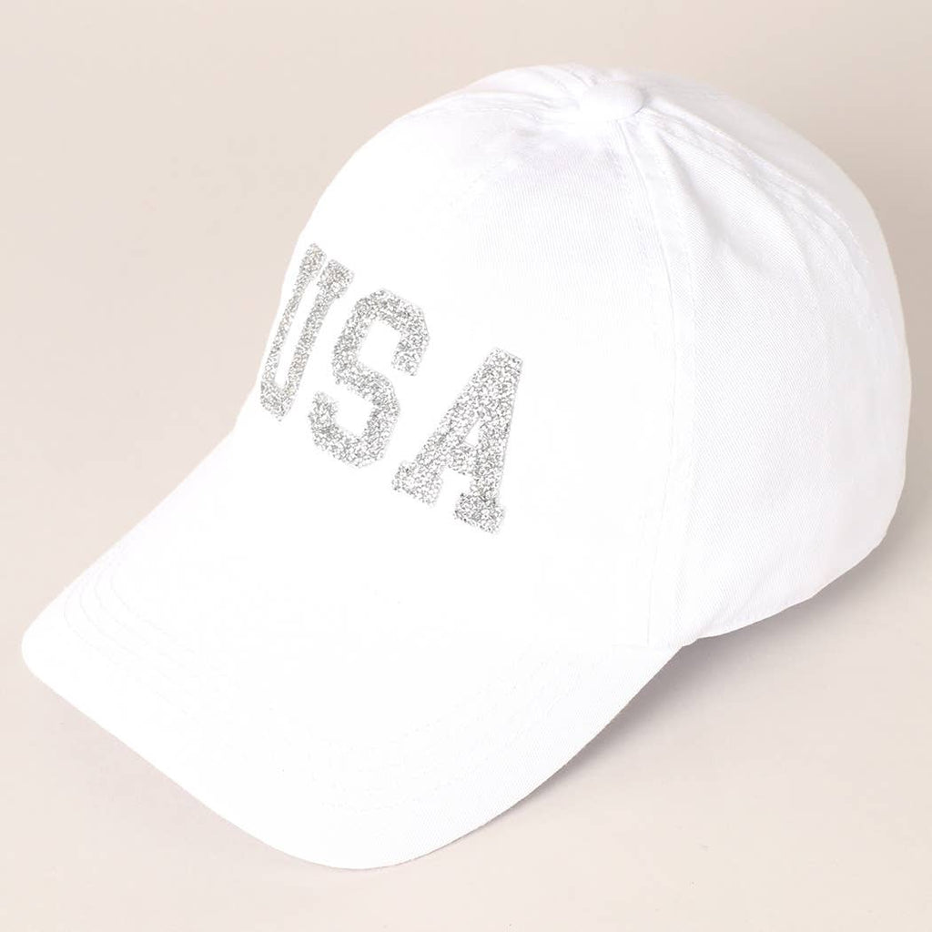 USA Letter Rhinestone Patch Baseball Cap
