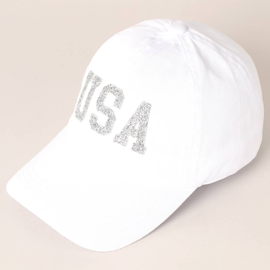 USA Letter Rhinestone Patch Baseball Cap