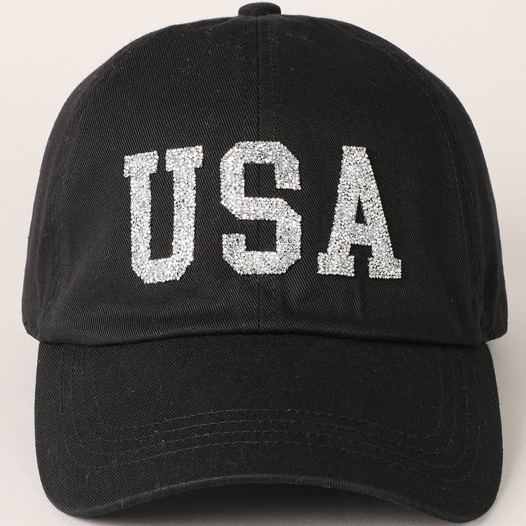 USA Letter Rhinestone Patch Baseball Cap
