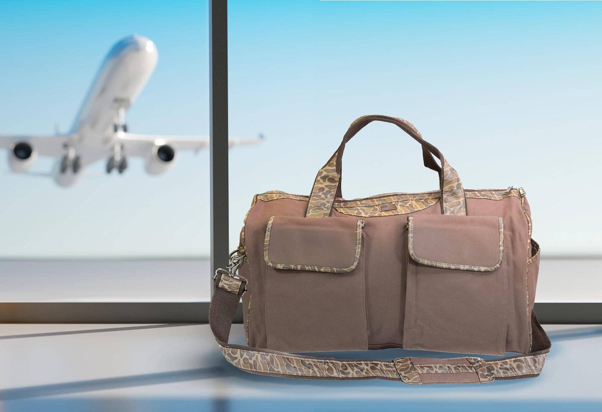 Mallard Brown Waxed Canvas Old School Camo Weekender Bag.