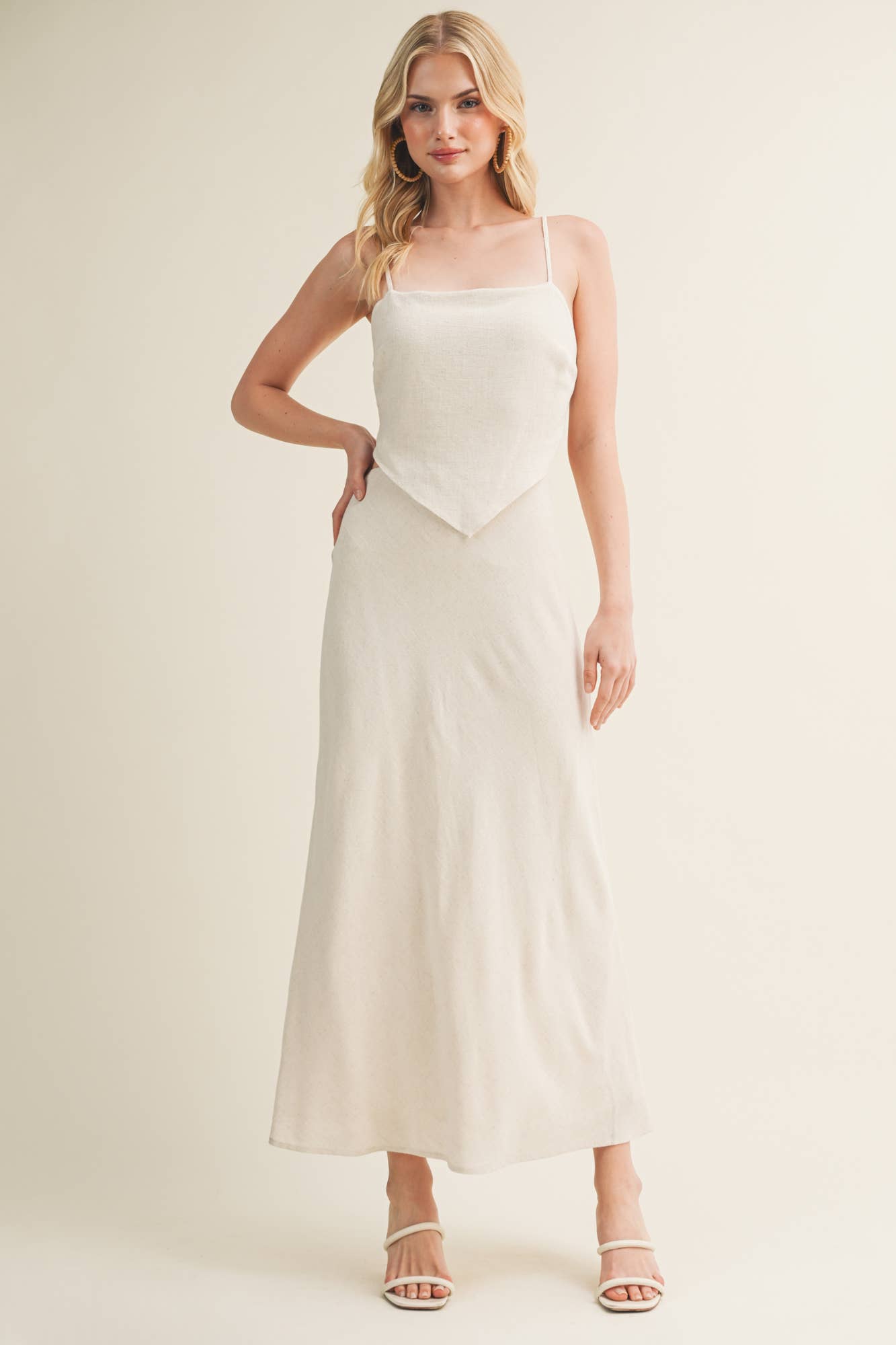 Square Neck Handkerchief Hem Top Dress