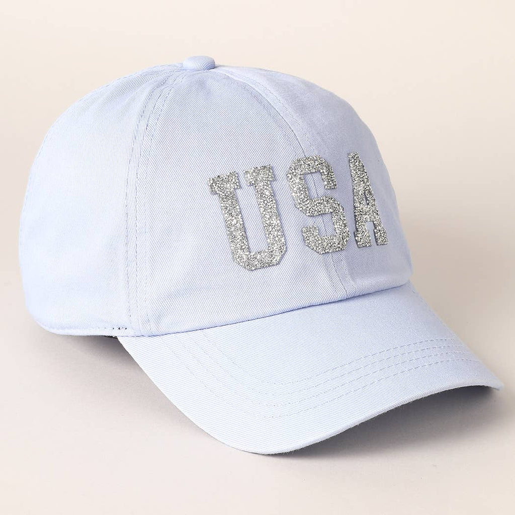 USA Letter Rhinestone Patch Baseball Cap