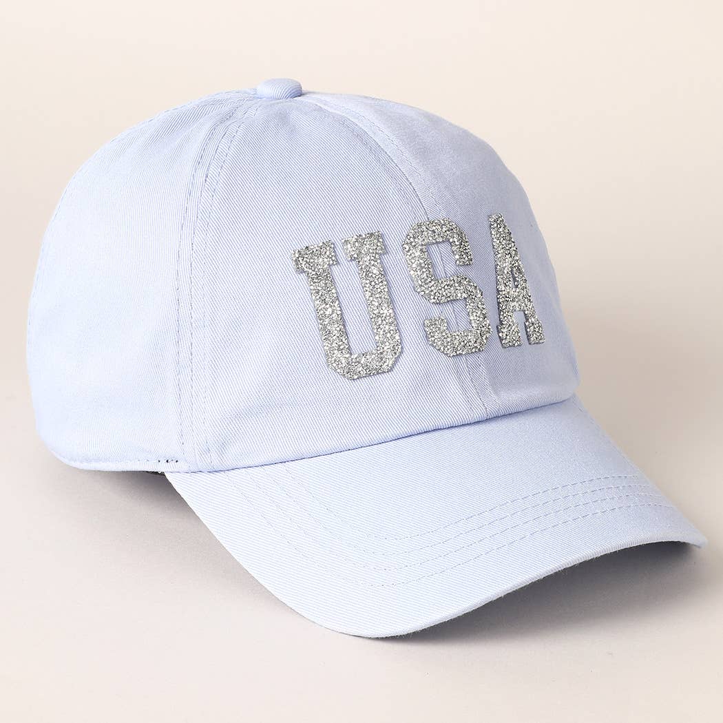 USA Letter Rhinestone Patch Baseball Cap