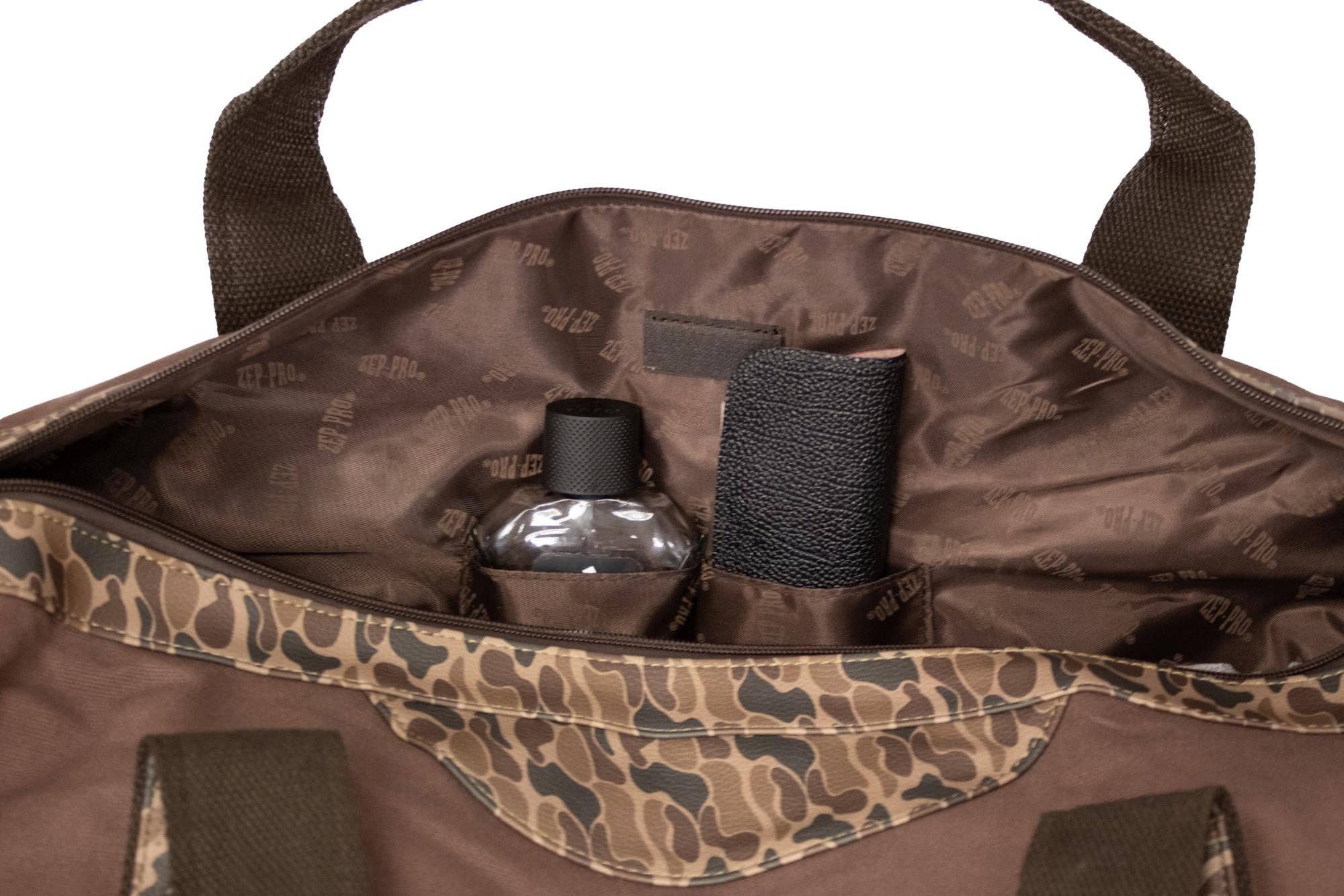 Shot Shell Brown Waxed Canvas Old School Camo Weekender Bag.