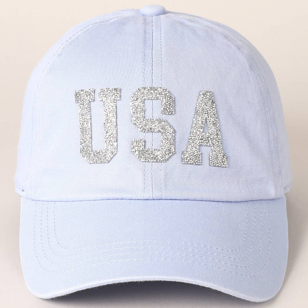 USA Letter Rhinestone Patch Baseball Cap