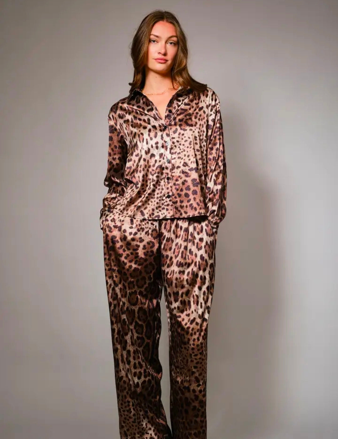 Satin Leopard Pants
