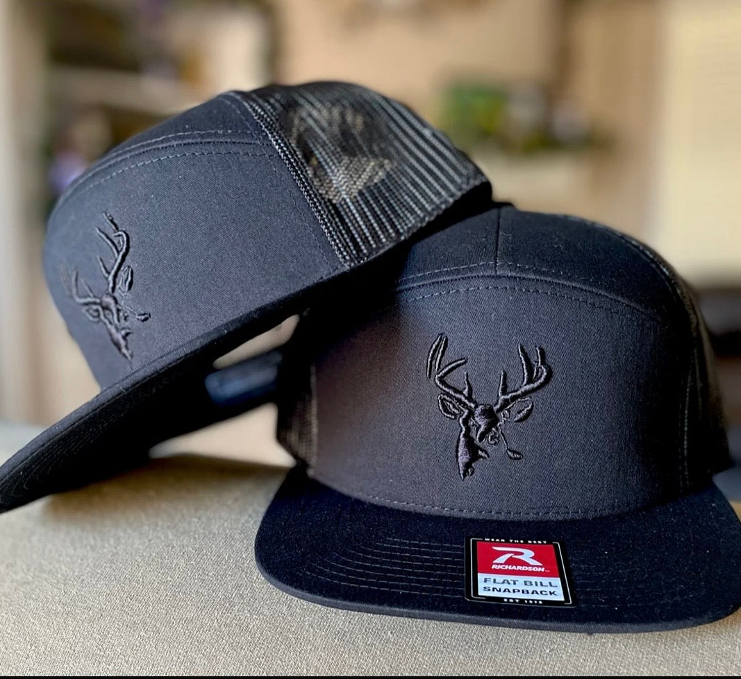 Ghost Black on Black 7 Panel Hat