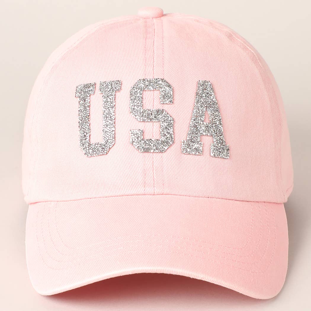 USA Letter Rhinestone Patch Baseball Cap