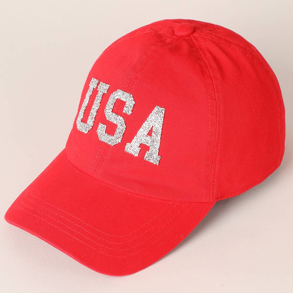 USA Letter Rhinestone Patch Baseball Cap