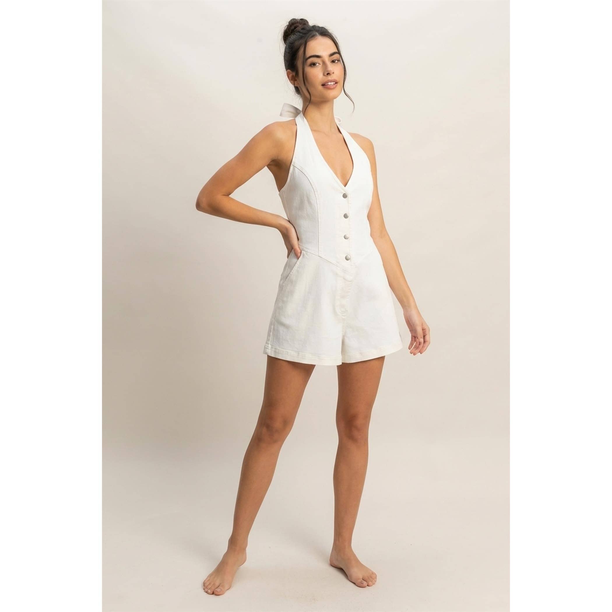 Denim Halter Romper