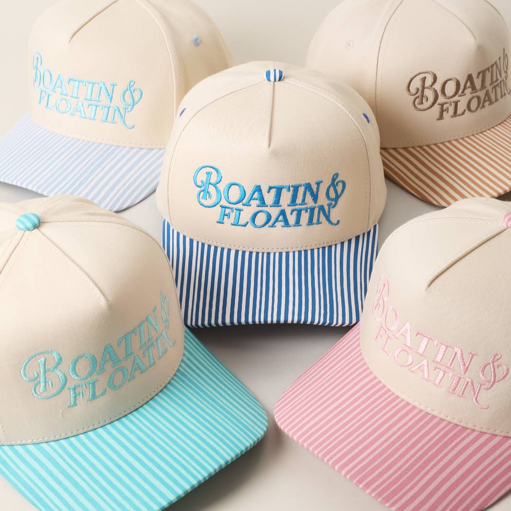 Boatin & Floatin Embroidered Seersucker Brim Trucker Hat