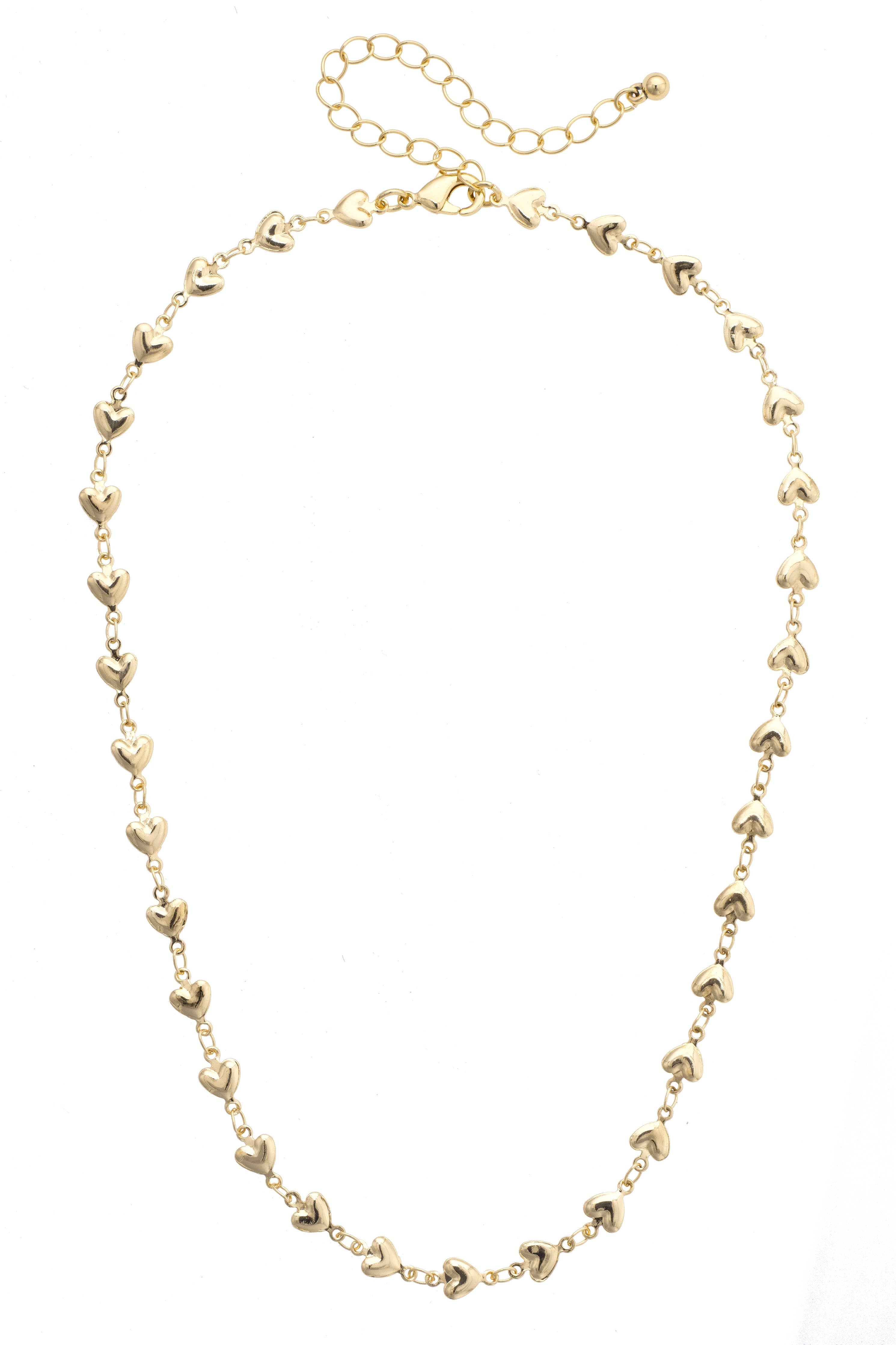 Olivia Heart Linked Necklace in Shiny Gold