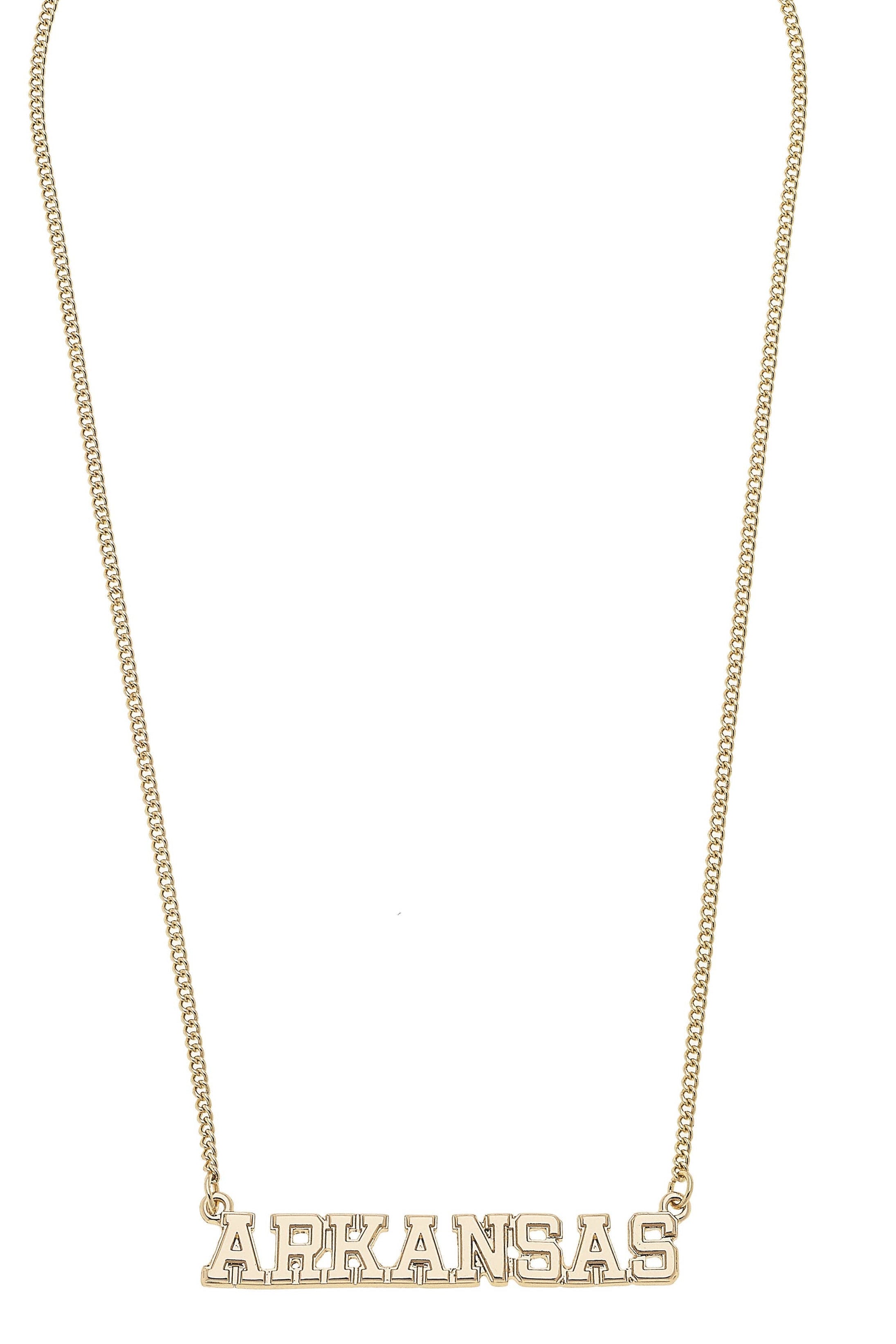 Arkansas Razorbacks Varsity Outline Necklace