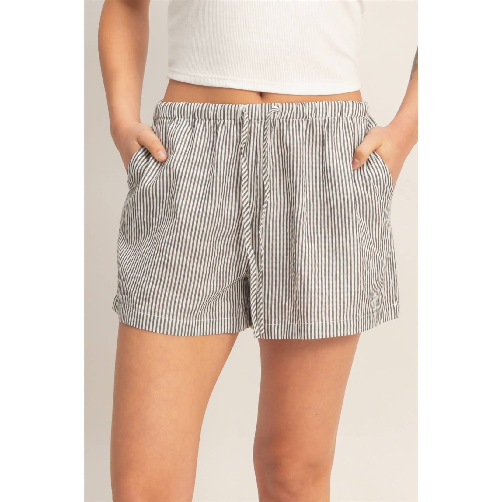 Striped Drawstring Waist Shorts