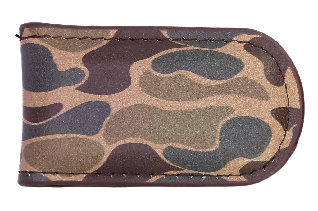 Mallard Men's Old School Camo Leather Money Clip.