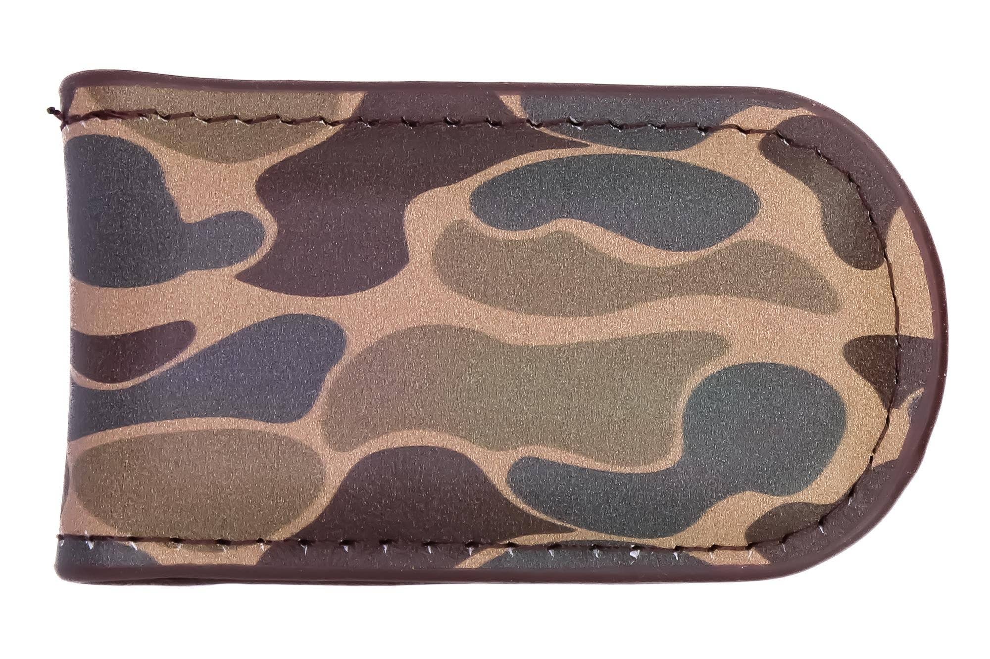 Mallard Men's Old School Camo Leather Money Clip.