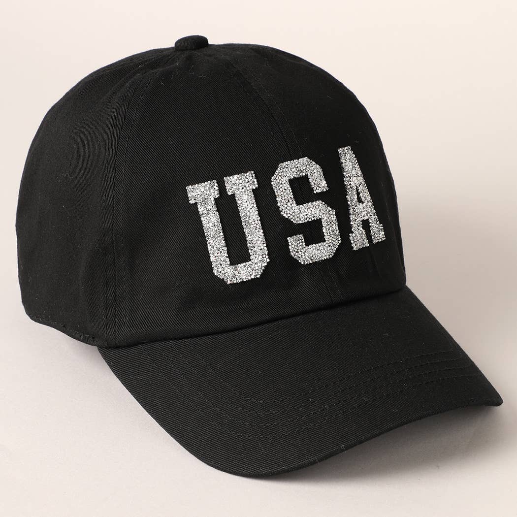 USA Letter Rhinestone Patch Baseball Cap